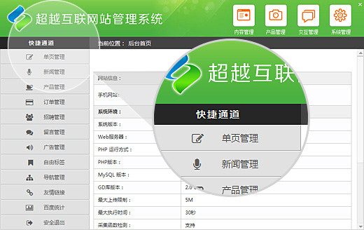 網(wǎng)站后臺界面